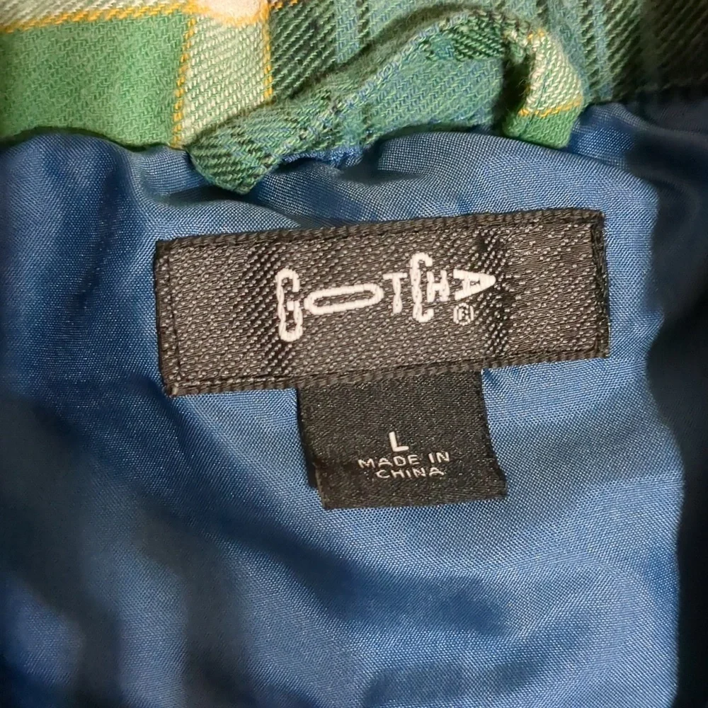 GOTCHA Farmland Flannel Quilted JACKET Bottle Green Mens size Large - Picture 4 of 10